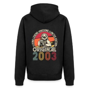 2003 Birthday vintage vintage sloth gift - Unisex Premium Organic Zip Hoodie - black - Back - Nico (187cm)