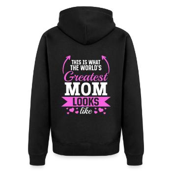 Voici à quoi ressemble la meilleure maman du monde - Fête des mères - Veste à capuche bio Premium Unisexe - noir - Dos - Nico (187cm)