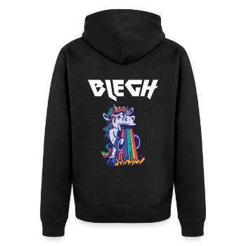 Blegh Heavy Metal Metalcore Unicorn - Unisex Premium Organic Zip Hoodie - black - Back - Nico (187cm)