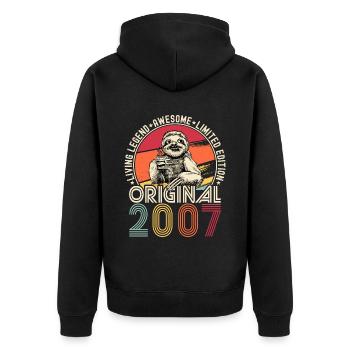 2007 Anniversaire vintage vintage paresseux cadeau - Veste à capuche bio Premium Unisexe - noir - Dos - Nico (187cm)