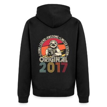 2017 Anniversaire vintage vintage paresseux cadeau - Veste à capuche bio Premium Unisexe - noir - Dos - Nico (187cm)