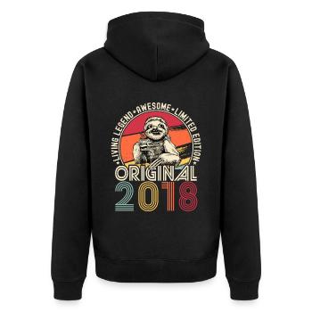 2018 Birthday vintage vintage sloth gift - Unisex Premium Organic Zip Hoodie - black - Back - Nico (187cm)