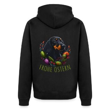 Frohe Ostern Süßer Dackel Hund Ostern Dackel - Unisex Premium Bio Zip Hoodie - Schwarz - Hinten - Nico (187cm)