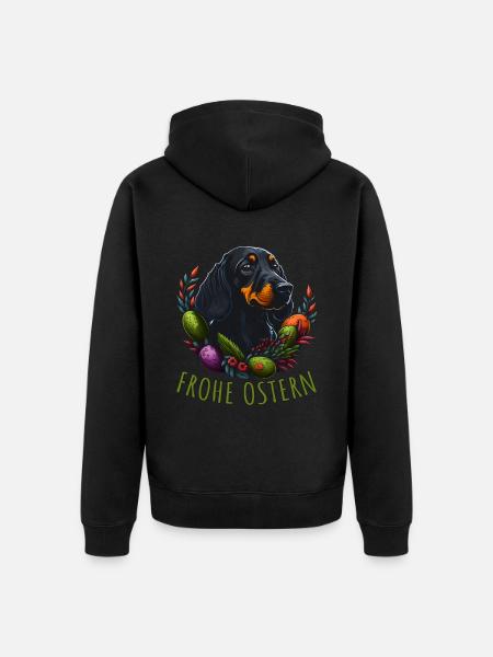 Frohe Ostern Süßer Dackel Hund Ostern Dackel - Unisex Premium Bio Zip Hoodie - Schwarz