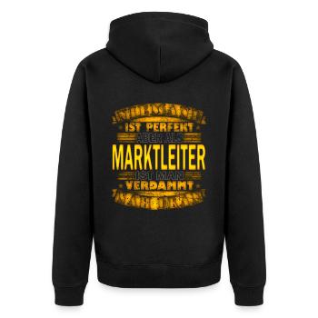 Einzelhandelskaufrau Einzelhandelskaufmann - Unisex Premium Bio Zip Hoodie - Schwarz - Hinten - Nico (187cm)
