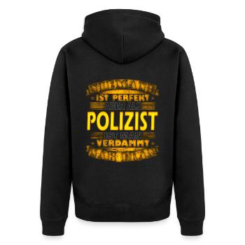 Polizist - Unisex Premium Bio Zip Hoodie - Schwarz - Hinten - Nico (187cm)