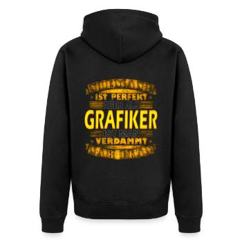 Designerin Grafiker Grafik Designer Künstler - Unisex Premium Bio Zip Hoodie - Schwarz - Hinten - Nico (187cm)