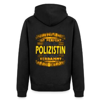 Polizistin Polizei Beamter - Unisex Premium Bio Zip Hoodie - Schwarz - Hinten - Nico (187cm)