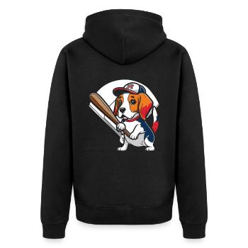 Baseball-Hund Baseball-Spieler Baseball-Trainer - Unisex Premium Bio Zip Hoodie - Schwarz - Hinten - Nico (187cm)