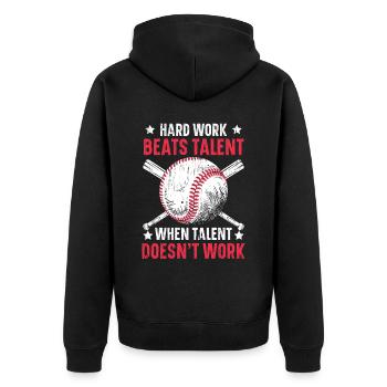 Harte Arbeit schlägt Talent, wenn Talent nicht funktioniert - Unisex Premium Bio Zip Hoodie - Schwarz - Hinten - Nico (187cm)