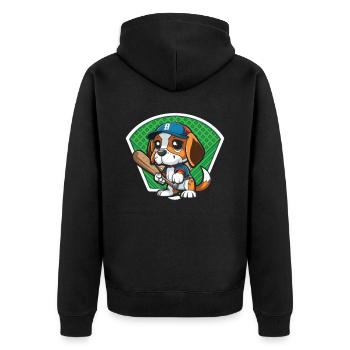 Baseball-Hund Baseball-Spieler Baseball-Trainer - Unisex Premium Bio Zip Hoodie - Schwarz - Hinten - Nico (187cm)