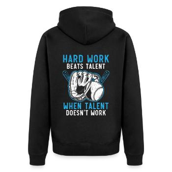Harte Arbeit schlägt Talent, wenn Talent nicht funktioniert - Unisex Premium Bio Zip Hoodie - Schwarz - Hinten - Nico (187cm)