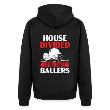 Haus geteilt Ich erziehe nur Ballers Baseball-Liebhaber - Unisex Premium Bio Zip Hoodie - Schwarz - Hinten - Nico (187cm)