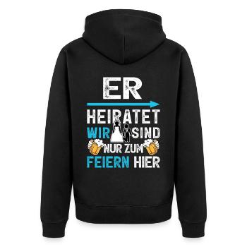 JGA T-Shirt Männer Junggesellenabschied Poltern - Unisex Premium Bio Zip Hoodie - Schwarz - Hinten - Nico (187cm)