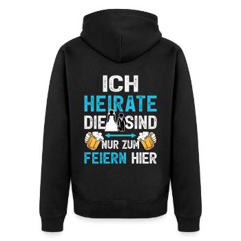 JGA Bräutigam T-Shirt Junggesellenabschied Männer - Unisex Premium Bio Zip Hoodie - Schwarz - Hinten - Nico (187cm)