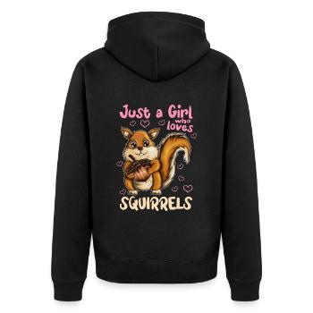 Cool Squirrel Rodent Nut Lover Design - Unisex Premium Organic Zip Hoodie - black - Back - Nico (187cm)