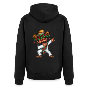 Dancing Mexican Mexico Dabbing Pocho Sobrero - Unisex Premium Organic Zip Hoodie - black - Back - Nico (187cm)