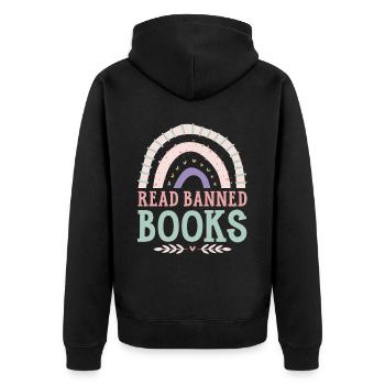 Lesen Sie verbotene Bücher Bücherwurm Buchliebhaber Bibliophile - Unisex Premium Bio Zip Hoodie - Schwarz - Hinten - Nico (187cm)