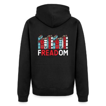 Lesen Sie verbotene Bücher Bücherwurm Buchliebhaber Bibliophile - Unisex Premium Bio Zip Hoodie - Schwarz - Hinten - Nico (187cm)