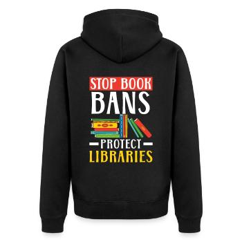 Lesen Sie verbotene Bücher Bücherwurm Buchliebhaber Bibliophile - Unisex Premium Bio Zip Hoodie - Schwarz - Hinten - Nico (187cm)