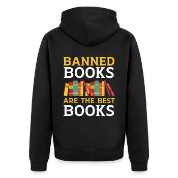 Lesen Sie verbotene Bücher Bücherwurm Buchliebhaber Bibliophile - Unisex Premium Bio Zip Hoodie - Schwarz - Hinten - Nico (187cm)