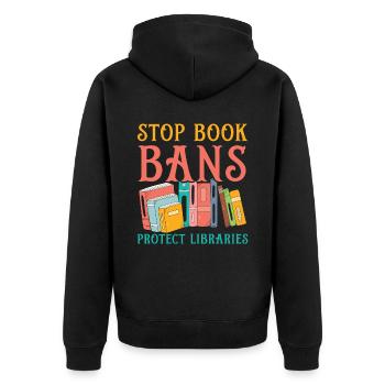 Lesen Sie verbotene Bücher Bücherwurm Buchliebhaber Bibliophile - Unisex Premium Bio Zip Hoodie - Schwarz - Hinten - Nico (187cm)