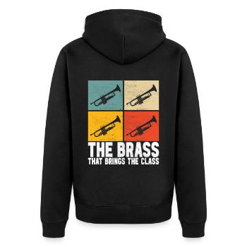 Trompete Trompetenspieler - Unisex Premium Bio Zip Hoodie - Schwarz - Hinten - Nico (187cm)