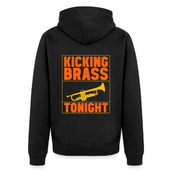 Trompete Trompetenspieler - Unisex Premium Bio Zip Hoodie - Schwarz - Hinten - Nico (187cm)
