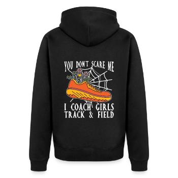 Track And Field You Don't Scare Me Loves Sprinting - Unisex Premium Organic Zip Hoodie - black - Back - Nico (187cm)