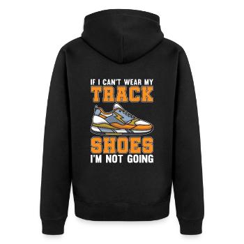 Track And Field If I Can't Wear My Track Running - Unisex Premium Bio Zip Hoodie - Schwarz - Hinten - Nico (187cm)
