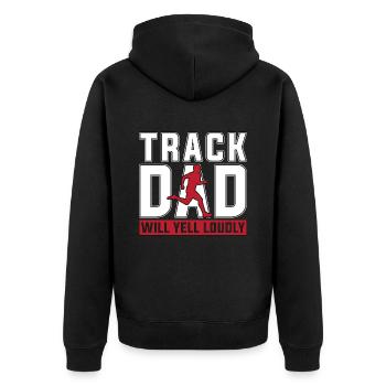 Track And Field Track Dad Will Yell Loudly Running - Unisex Premium Bio Zip Hoodie - Schwarz - Hinten - Nico (187cm)