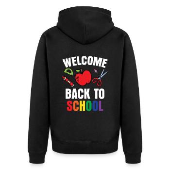 Welcome Back to School Back to School Teachers - Unisex Premium Organic Zip Hoodie - black - Back - Nico (187cm)
