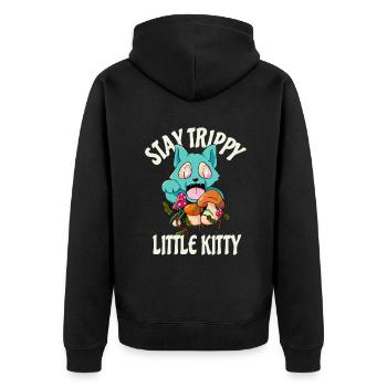 Acid Kätzchen Lustige Hippie Katze Psychedelisch - Unisex Premium Bio Zip Hoodie - Schwarz - Hinten - Nico (187cm)