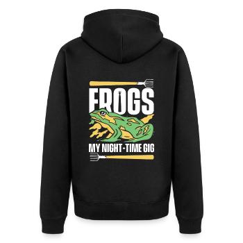 Frogs My Night Time Gig Kaulquappe Laubfrosch - Unisex Premium Bio Zip Hoodie - Schwarz - Hinten - Nico (187cm)