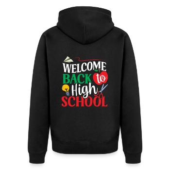 Welcome back to school Teachers Back to school - Unisex Premium Organic Zip Hoodie - black - Back - Nico (187cm)