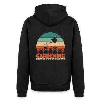 Hobbygärtner Garten Mord Gartenkatze - Unisex Premium Bio Zip Hoodie - Schwarz - Hinten - Nico (187cm)
