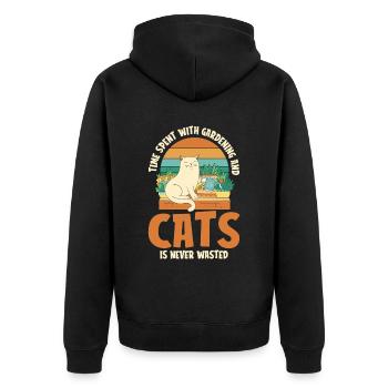 Hobbygärtner Garten Katzenartig Gartenkatze - Unisex Premium Bio Zip Hoodie - Schwarz - Hinten - Nico (187cm)