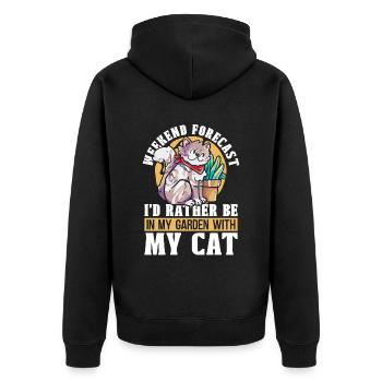 Hobbygärtner Garten Katzenartig Gartenkatze - Unisex Premium Bio Zip Hoodie - Schwarz - Hinten - Nico (187cm)