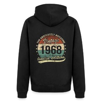 Génial depuis le design d’anniversaire rétro vintage 1968 - Veste à capuche bio Premium Unisexe - noir - Dos - Nico (187cm)