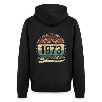 Génial depuis le design d’anniversaire rétro vintage 1973 - Veste à capuche bio Premium Unisexe - noir - Dos - Nico (187cm)