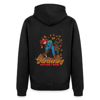Jardinière amateur mère de jardin - Veste à capuche bio Premium Unisexe - noir - Dos - Nico (187cm)