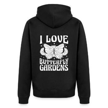 Amateur gardener garden butterflies in the garden - Unisex Premium Organic Zip Hoodie - black - Back - Nico (187cm)