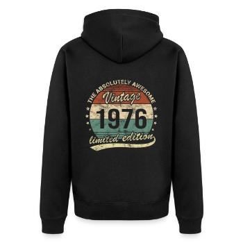 Awesome Since Vintage 1976 Retro Birthday Design - Unisex Premium Organic Zip Hoodie - black - Back - Nico (187cm)