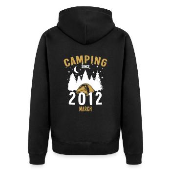 Anniversaire: Camping depuis mars 2012 Camping - Veste à capuche bio Premium Unisexe - noir - Dos - Nico (187cm)