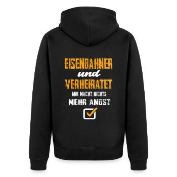 Eisenbahner - Unisex Premium Bio Zip Hoodie - Schwarz - Hinten - Nico (187cm)