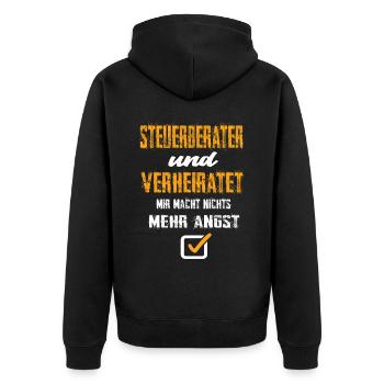 Steuerberater - Unisex Premium Bio Zip Hoodie - Schwarz - Hinten - Nico (187cm)