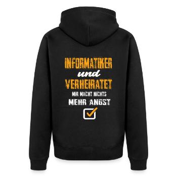 Informatiker - Unisex Premium Bio Zip Hoodie - Schwarz - Hinten - Nico (187cm)