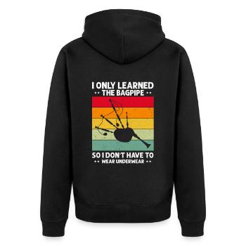 Dudelsack für Dudelsackspieler und Schotten - Unisex Premium Bio Zip Hoodie - Schwarz - Hinten - Nico (187cm)