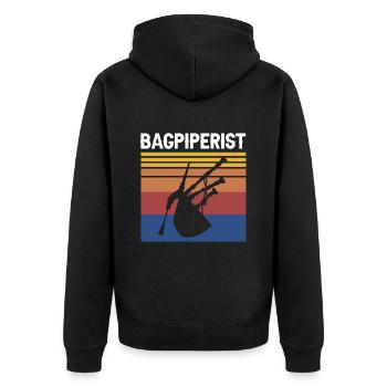 Bagpipes for bagpipers and Scots - Unisex Premium Organic Zip Hoodie - black - Back - Nico (187cm)