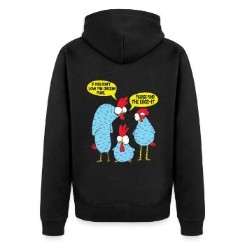 Jeu de mots sur le poulet - Veste à capuche bio Premium Unisexe - noir - Dos - Nico (187cm)